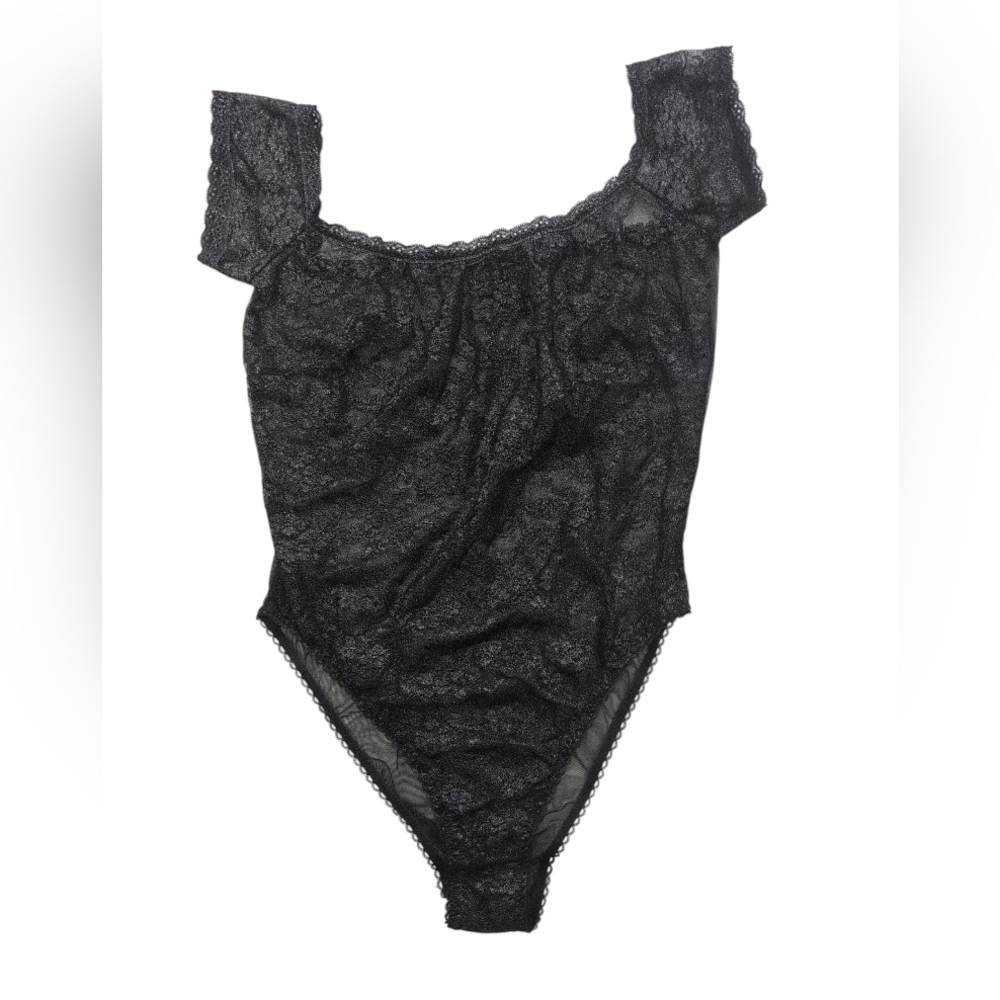 Victoria's Secret Bodysuit Lingerie  M Black Whimsigoth Romantic Dark Bohemian‎